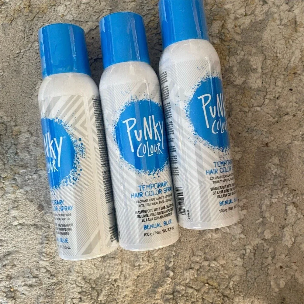 Punky Colour Temporary Hair Color Spray Bengal Blue 3 Pack 3.5 oz Each